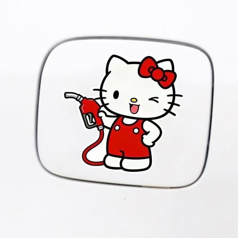 hellokitty Hello Kitty car fuel tank cover new energy car charging port logo decorative sticker waterproof and sun protection