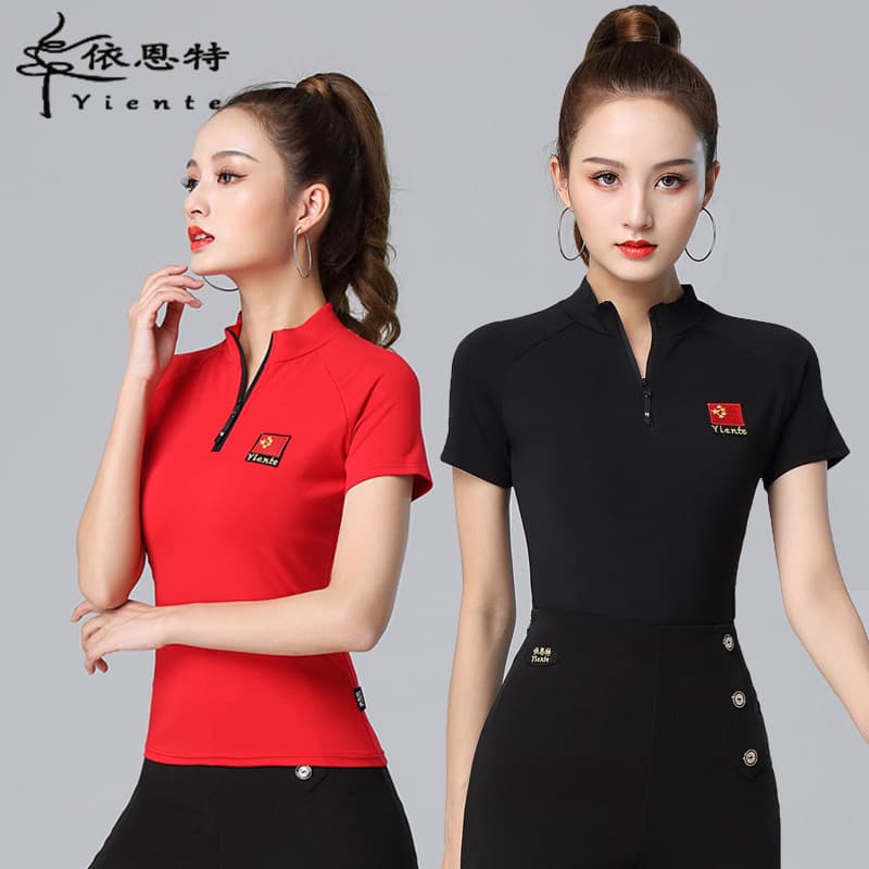 Latin Dance Top for Women Adult Summer Short Sleeve Dance Practice Wear Professional Modern Ballroom Dance International Standard Dancewear
