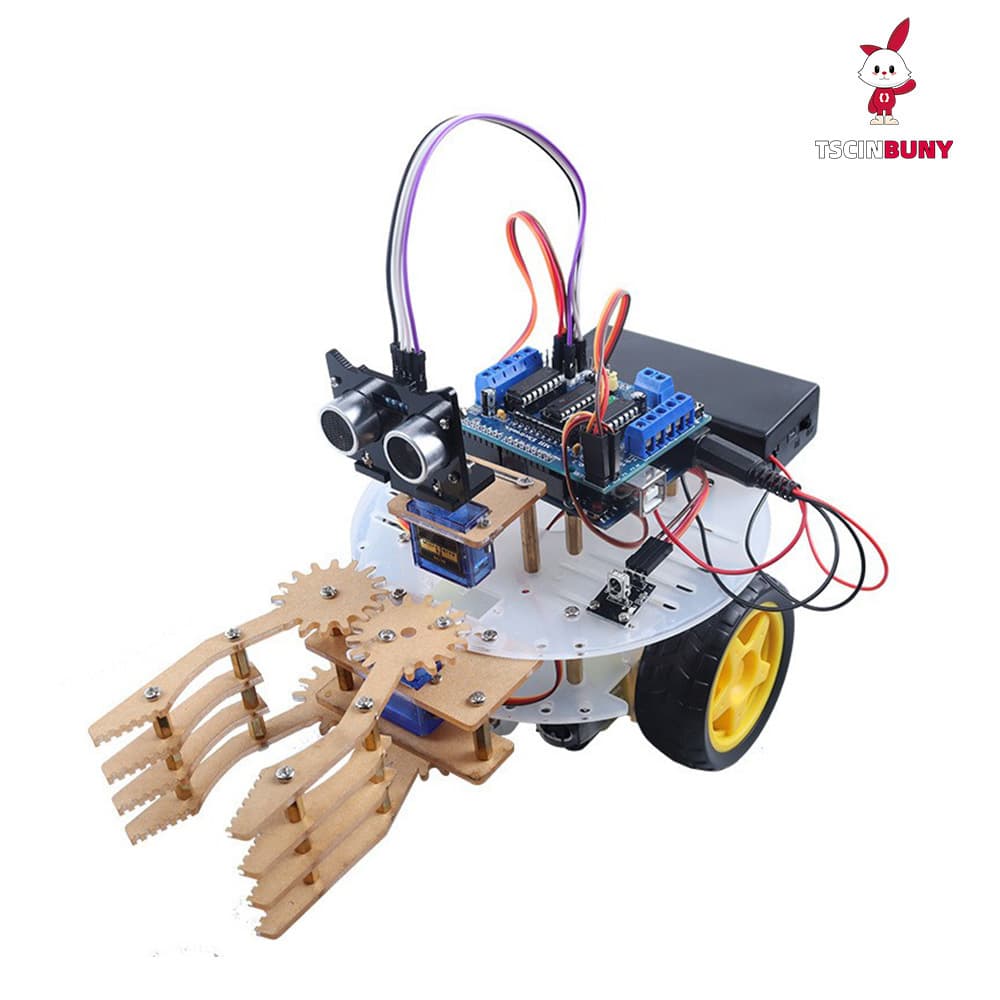 Compatible with Arduino Uno Smart Robot Car Kit Robotic Arm Remote Control Pickup Car Kit