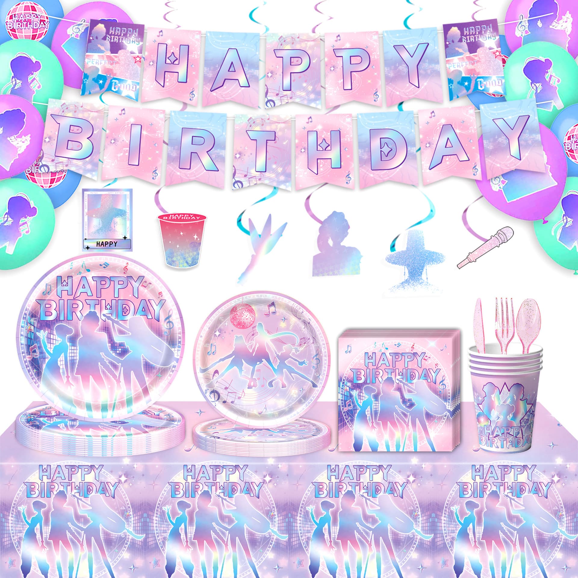 Amazon Hot Selling LE SSERAFIM Theme Party Supplies Kpop Girl Group Birthday Decoration Banner Swirl Hanging Spiral Balloons
