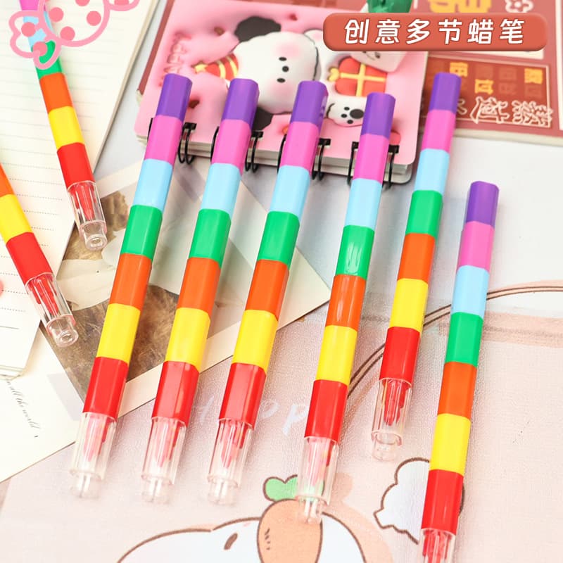 Creative seven-color cutting-free splicing color crayons, exquisite student stationery, painting coloring crayons, multi-color building block crayons