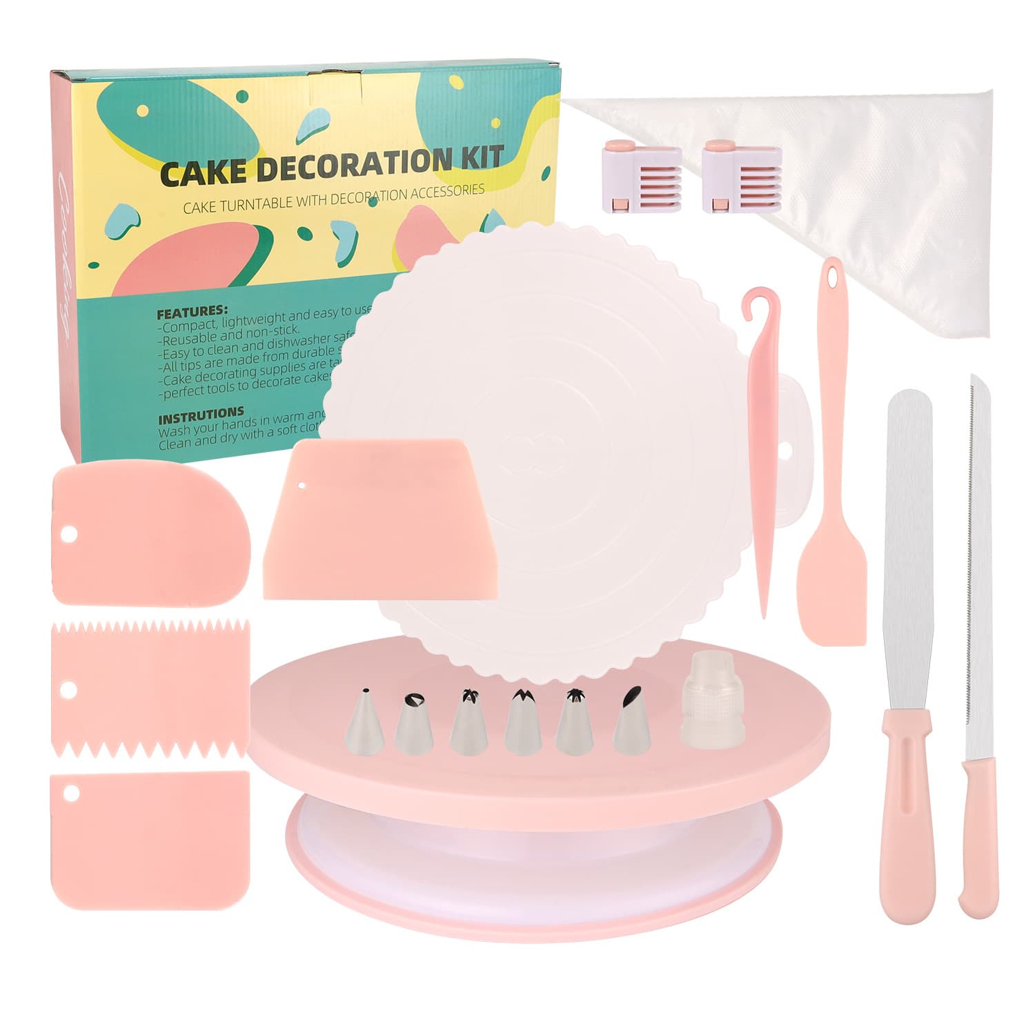 Cross-border 119-piece cake turntable set, decorated nozzle cake baking tool set, decorated bag factory wholesale