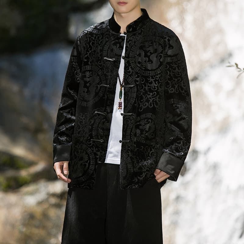 2025 Autumn/Winter New Chinese Style Jacquard Tang Suit Hanfu Plus Size Retro Trendy Chinese Jacket for Men