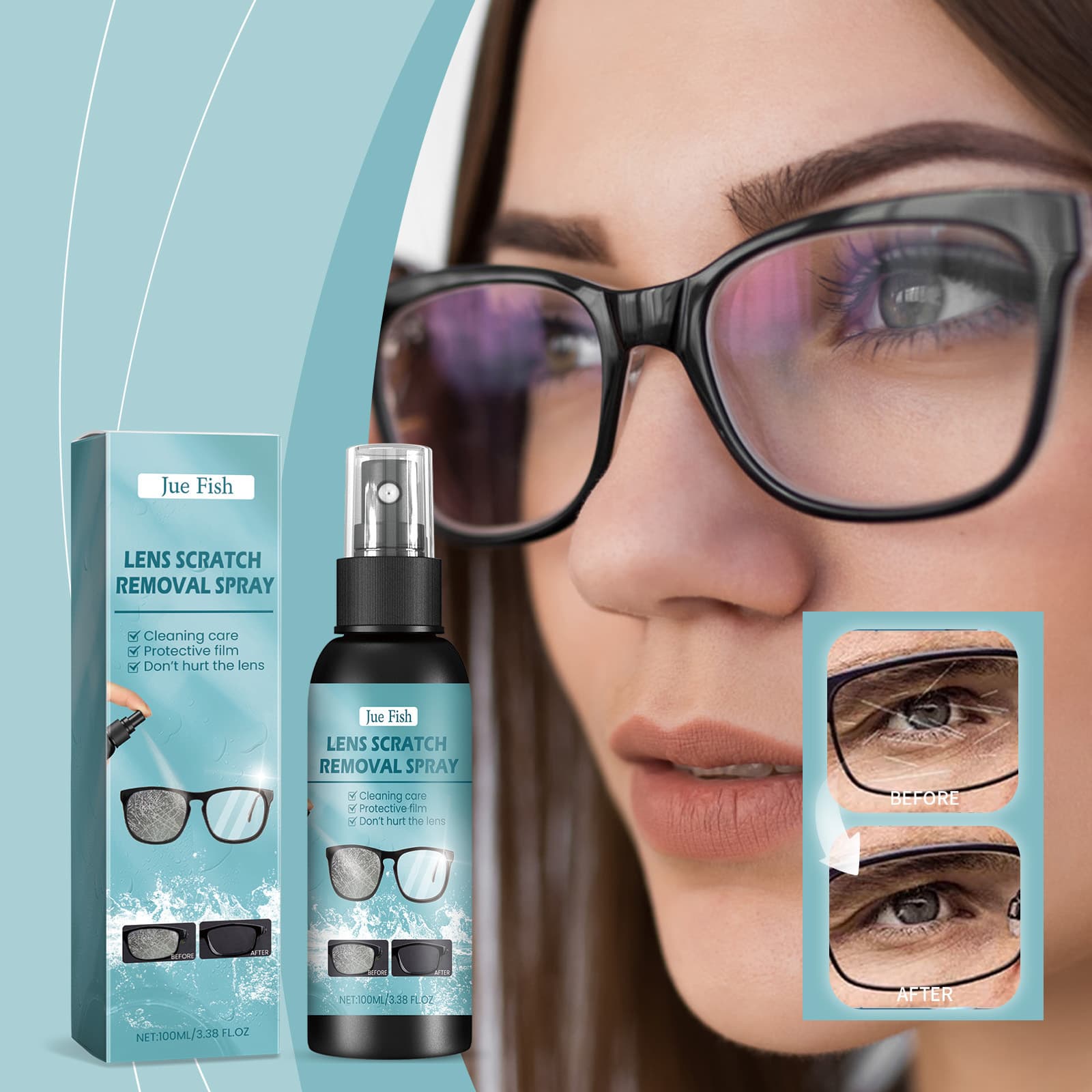 Jue-Fish Lens Scratch Remover for Repairing Scratches and Refurbishing Blurry Eyeglass Lenses