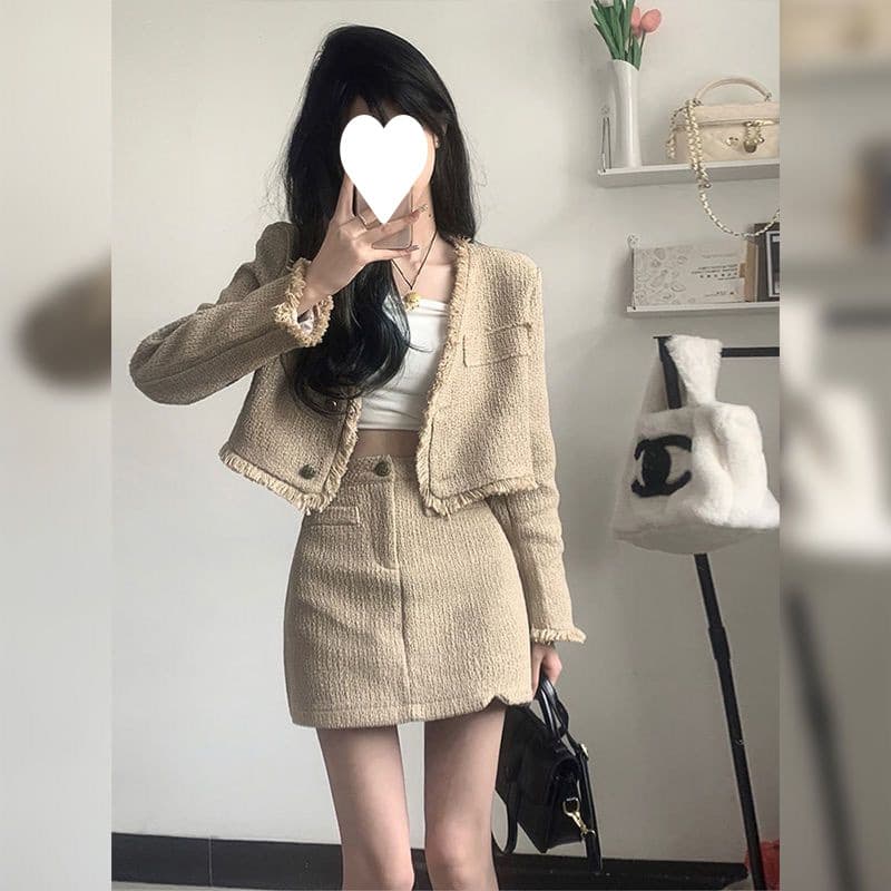 Autumn New Set Chinese Style Spicy Girl Design Sense 3D/Stereoscopic Pattern Collar Short Jacket Women High Waist Slim