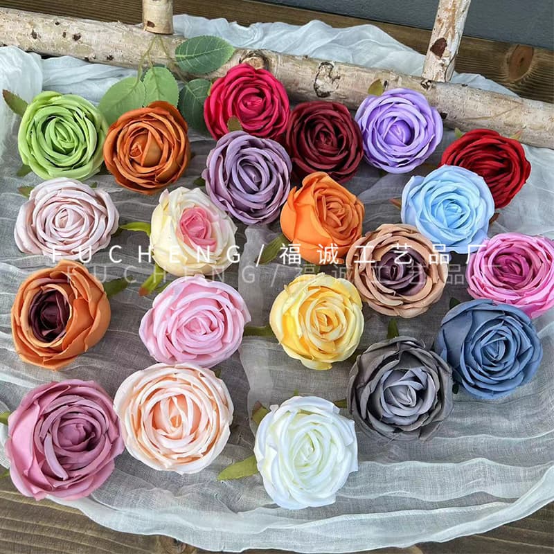 Artificial Flower Heads Princess Rose Heads Artificial Rose Flower Wall Internet Celebrity Cascading Handmade DIY Floral Arrangement Decoration