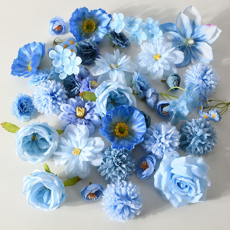Artificial Blue Flower DIY Head Accessories Materials for Wedding Celebration, Corsage, Headpiece, Flower Wall, Ins Style