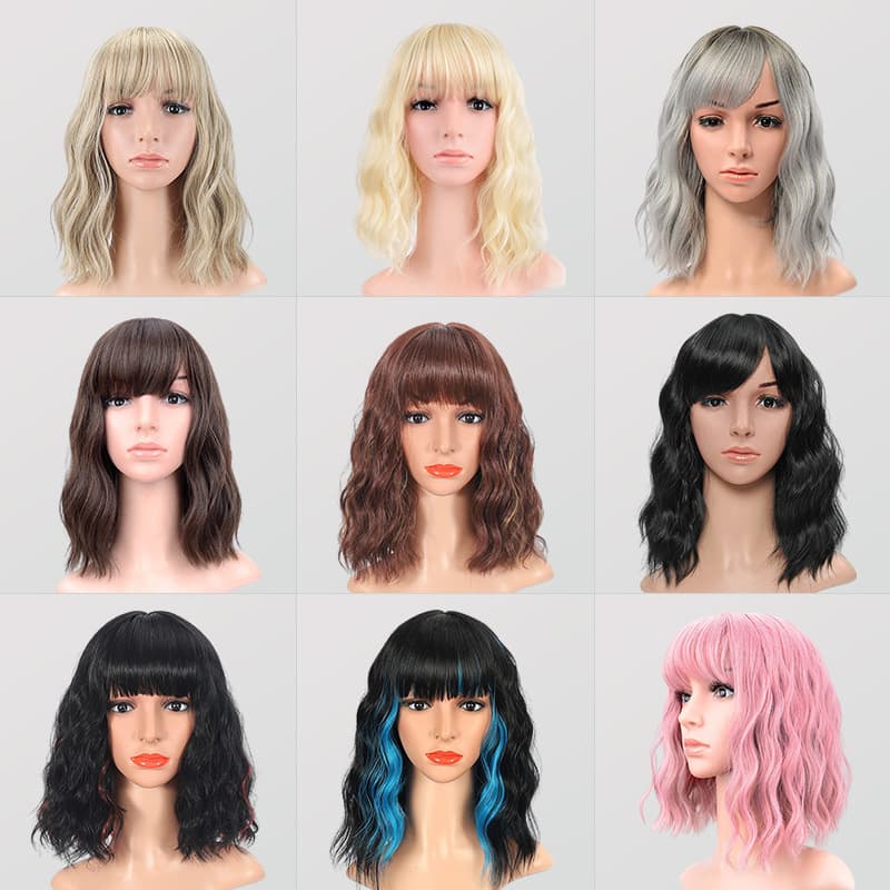 European and American Halloween New Cosplay Bangs Colorful Short Curly Shoulder-Length Wig Factory Wholesale