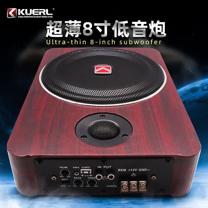 Factory Direct Cooler Car Audio with Tweeter, Fits Under Seat 8 Inch 12V Ultra-Thin Car Subwoofer