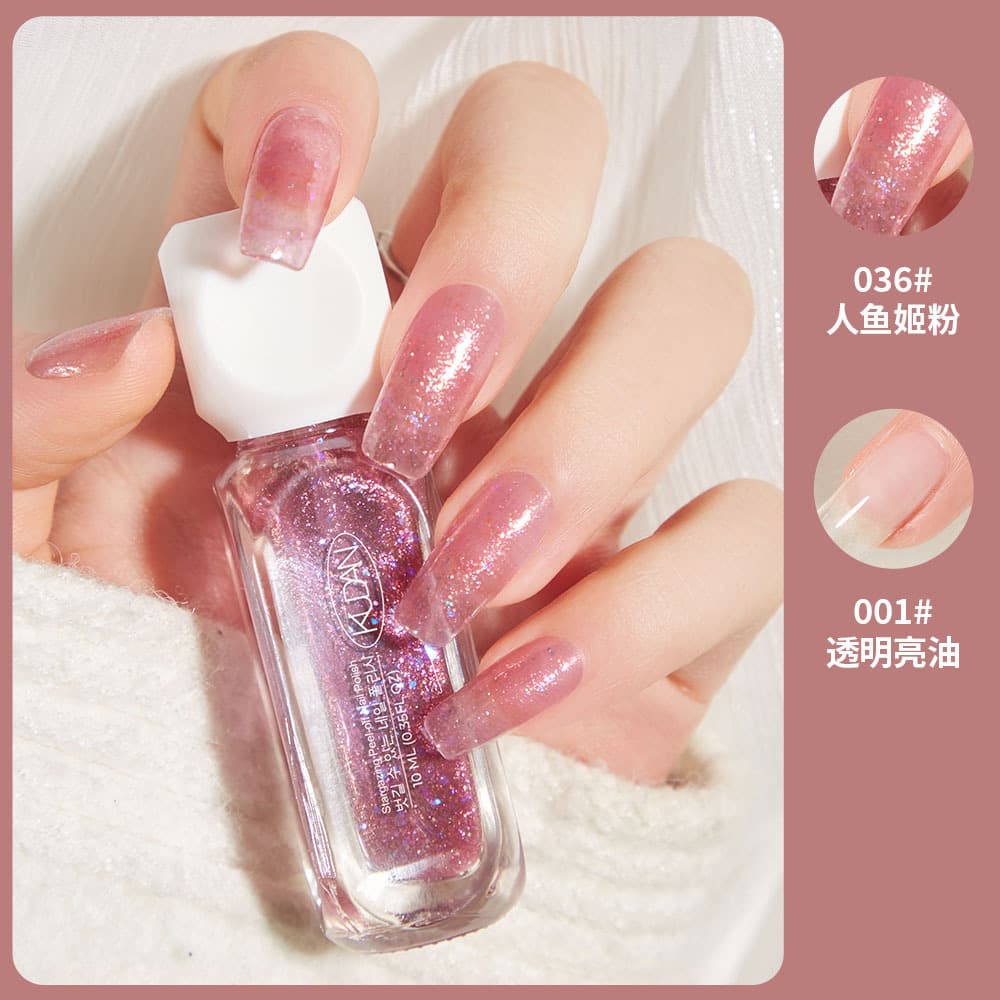 TikTok Nail Polish No-Bake Quick-Dry Water-Based Peelable Solid Color Glitter Cross-Border Drop Shipping Lightweight Fast-Drying Nail Art