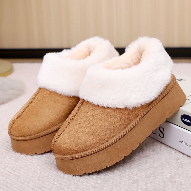 TEMU Cross-border Thick-sole Snow Boots for Women 2025 Winter New Trendy Versatile Warm Cotton Boots Sangpo Fuzzy Shoes