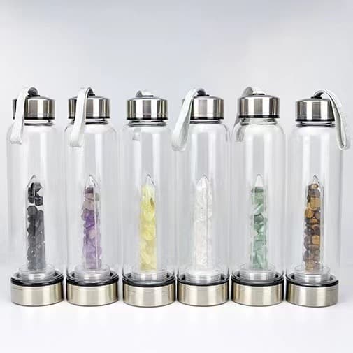 Direct supply from factory, export crystal gravel energy water cup, plastic pillar, portable creative gift, cross-border glass cup