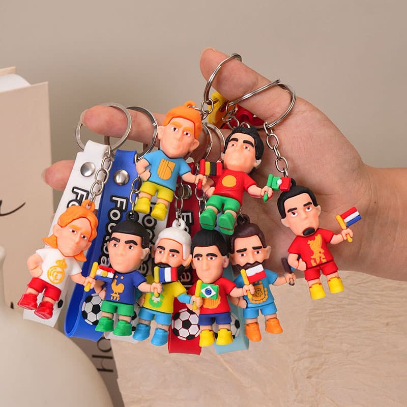 Cross-border New World Cup Football Star Keychain Pendant Cristiano Ronaldo Messi Neymar PVC Doll Blind Box Wholesale