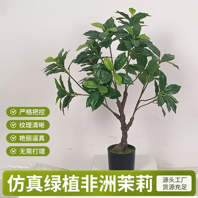 Wholesale Artificial Green Plants African Jasmine Indoor Home Floor Fake Tree Plant Simulation Potted Decoration Bonsai
