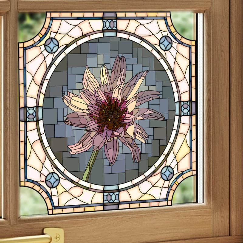 New TY33005 electrostatic uv creative round flower glass stickers window stickers balcony wall stickers background wall