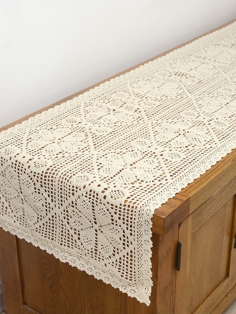 American pastoral cotton thread hollow table cloth table flag decoration fabric coffee table mat TV cabinet chest of drawers sideboard F^