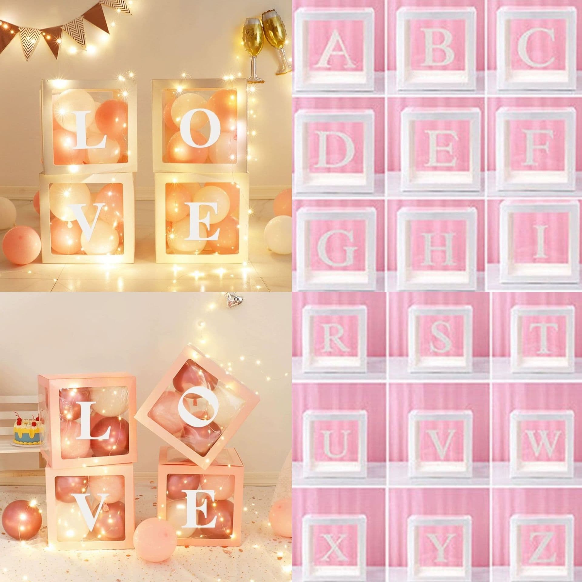 Transparent Balloon Box 26 Letters White Birthday Party Decoration Baby First Birthday Celebration Scene Decoration