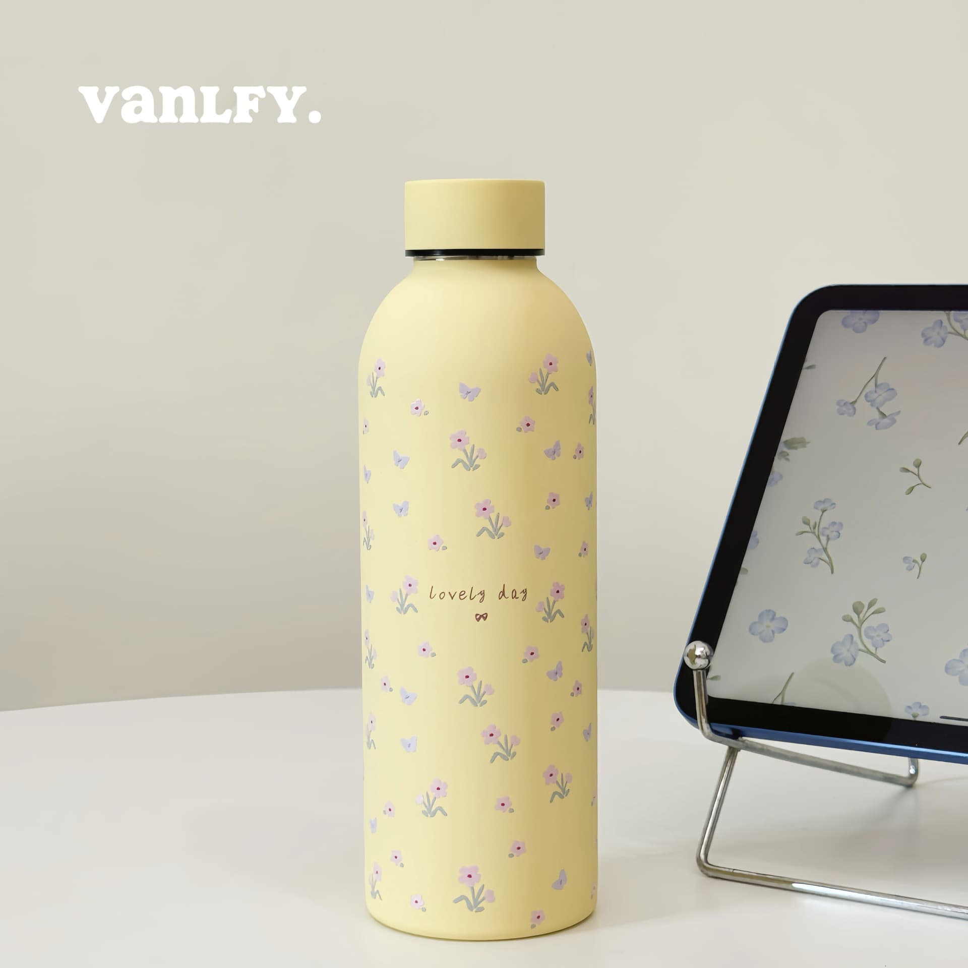 New Minimalist Niche Student Straw Water Bottle Portable Cute Cartoon High Aesthetic Stainless Steel Insulated Tumbler