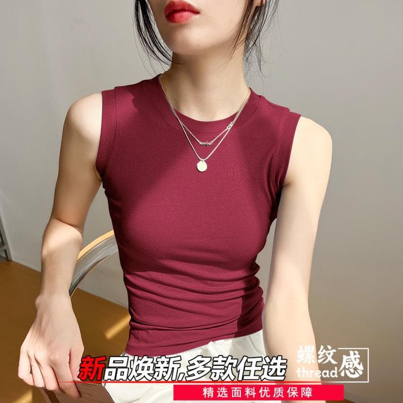 Camisole round neck vest women's suit inside 2025 spring and summer new solid color bottoming outer slim fit sleeveless top