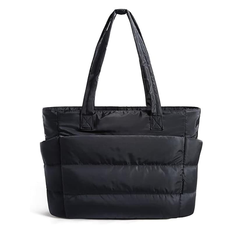 Custom Women's Handbag Minimalist Shoulder Bag Quilted Cotton Work Commuter Laptop Tote Organizer Bag