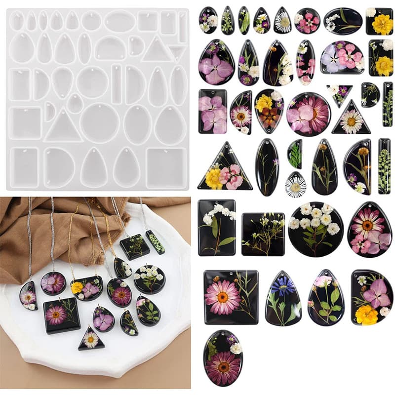 Necklace Pendant Silicone Mold Gem Keychain Earring Decoration Square Epoxy Resin Mold DIY Cake Mold