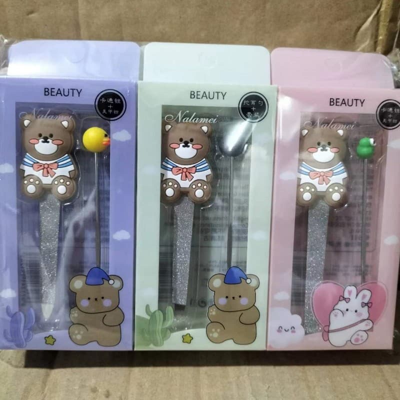 New Cartoon Nail File + Ear Pick Set, Nail File Manicure Tool, Dollar Store Wholesale Stock