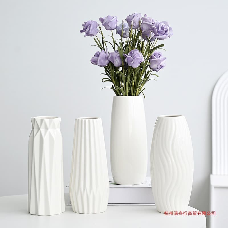 Ceramic vase, white flower container, hydroponic Nordic modern creative living room dried flower arrangement decoration, tableware