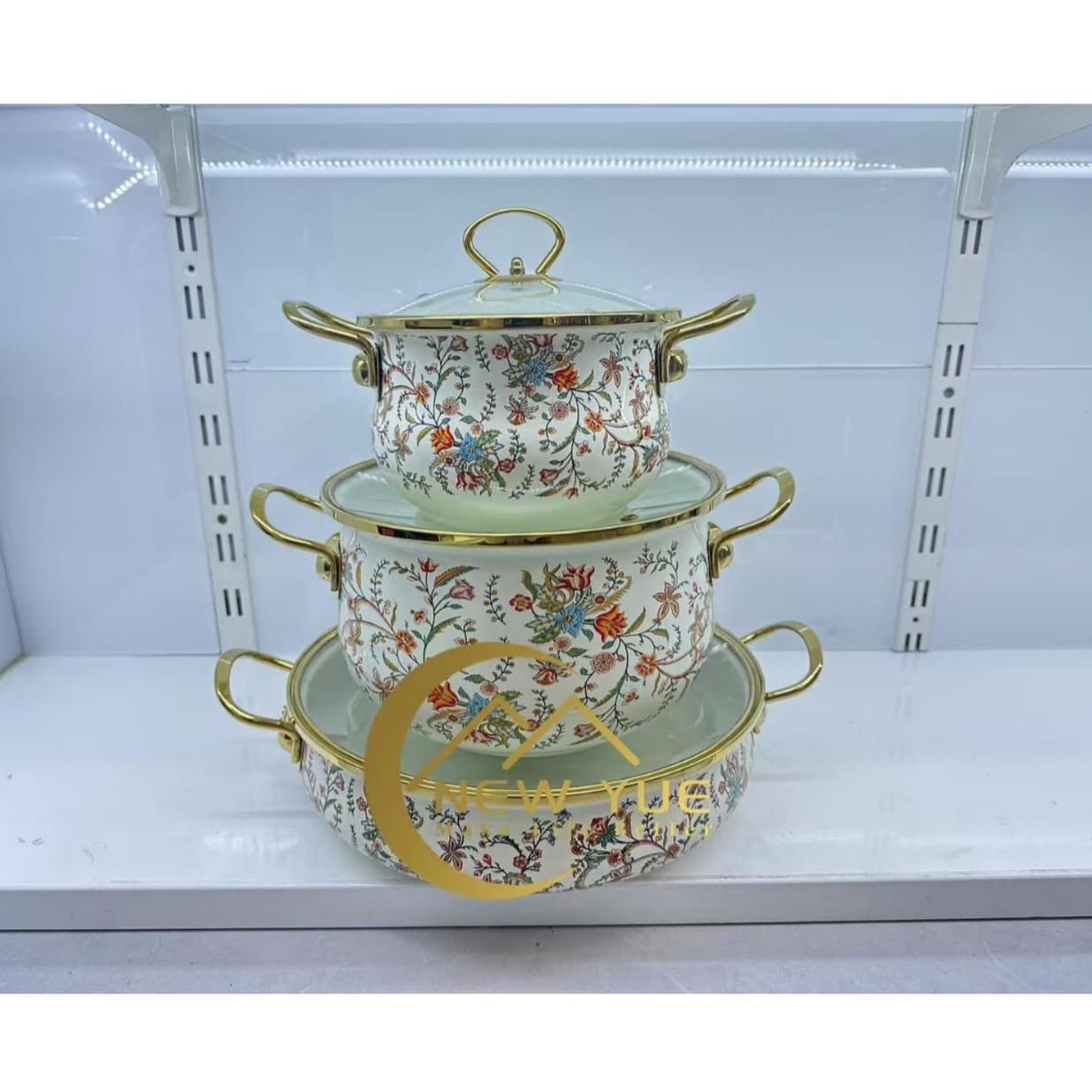 Factory Direct Cross-border Hot Seller Exquisite Floral Enamel Soup Pot, Commercial Use Soup Pot