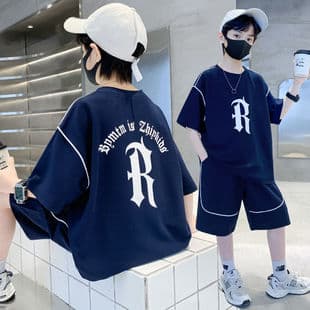 Boys Summer Set, 2025 New for Big and Medium Kids, Trendy Sports Short Sleeve Summer Style, Cool and Fashionable