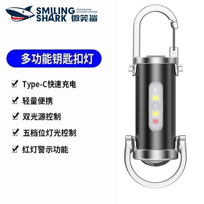 Cross-border keychain flashlight mini camping light with hook ABS
