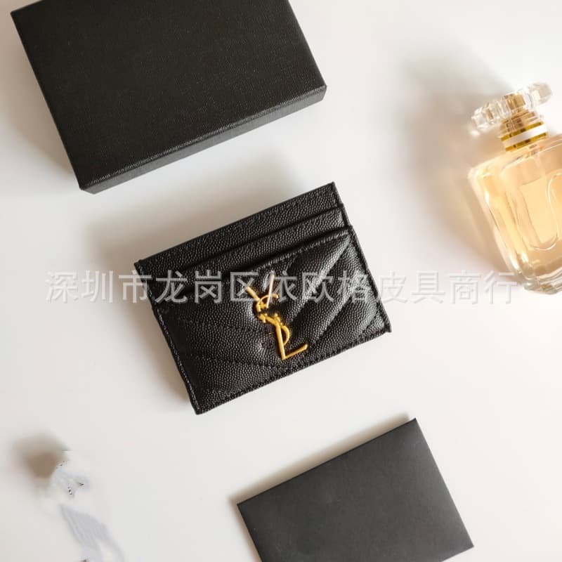 Factory in-stock direct wholesale caviar card holder trendy brand luxury Xiangxiangjia YSL monogram crocodile pattern leather light luxury