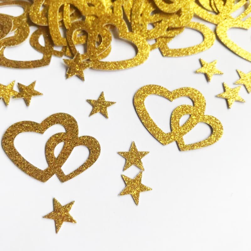 Cross-border Paper Double Heart Wedding Anniversary Scene Decoration Birthday Party Confetti Glitter Stars