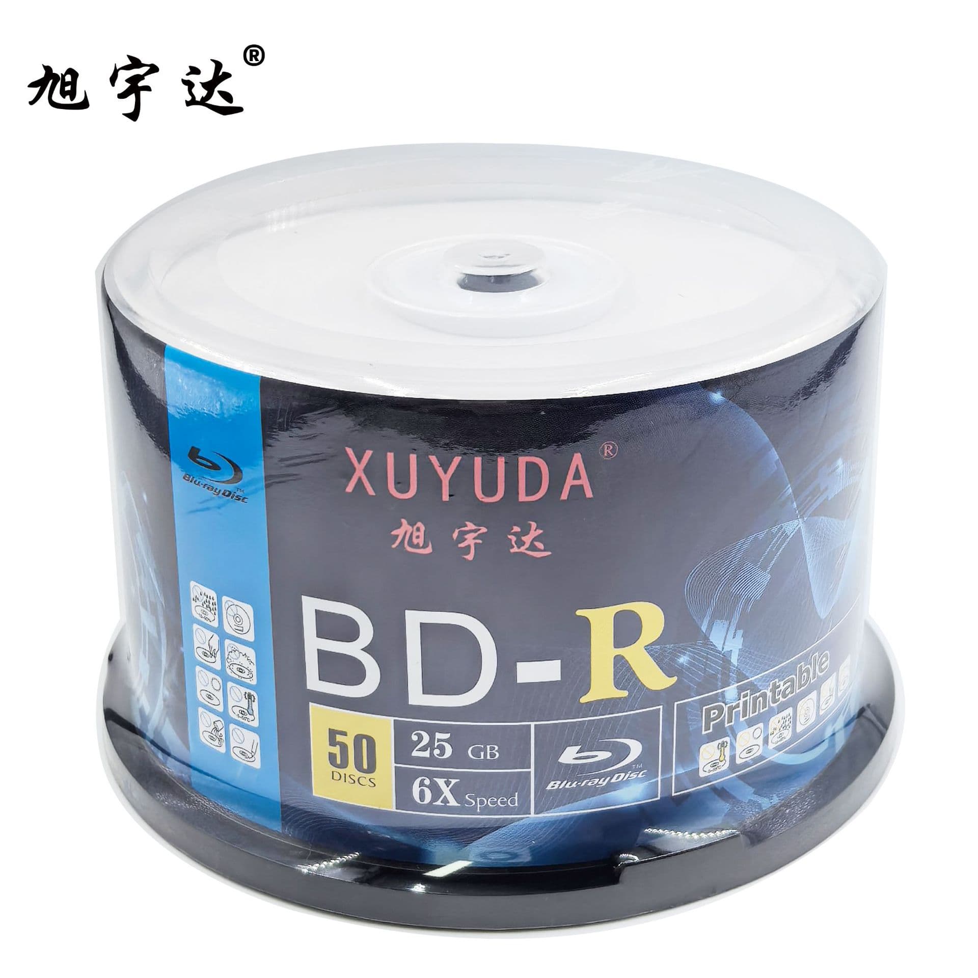 Xuyuda BD-R Blu-ray Disc 25G130Min6X barrel printable blank movie HD burning Blu-ray