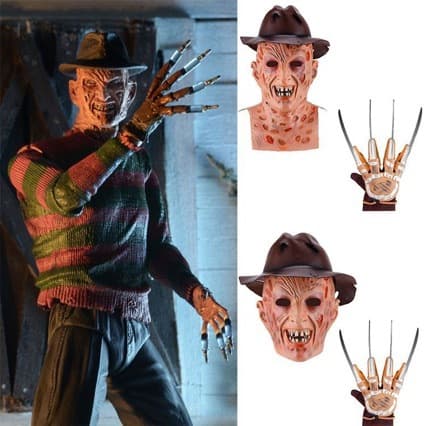 Halloween Mask Latex Headpiece Freddy-Style Mask Gloves Hat Bar Party Cosplay Role-Playing