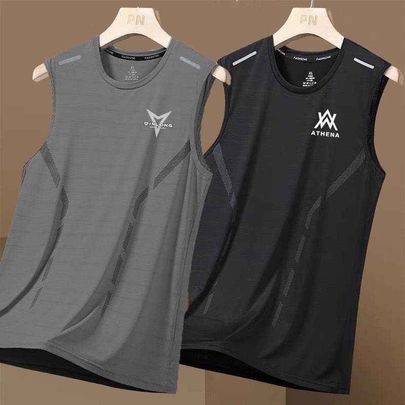 Summer Thin Sleeveless T-Shirt Cool New Men's Sports Fitness Quick-Dry Vest Basketball Tank Top