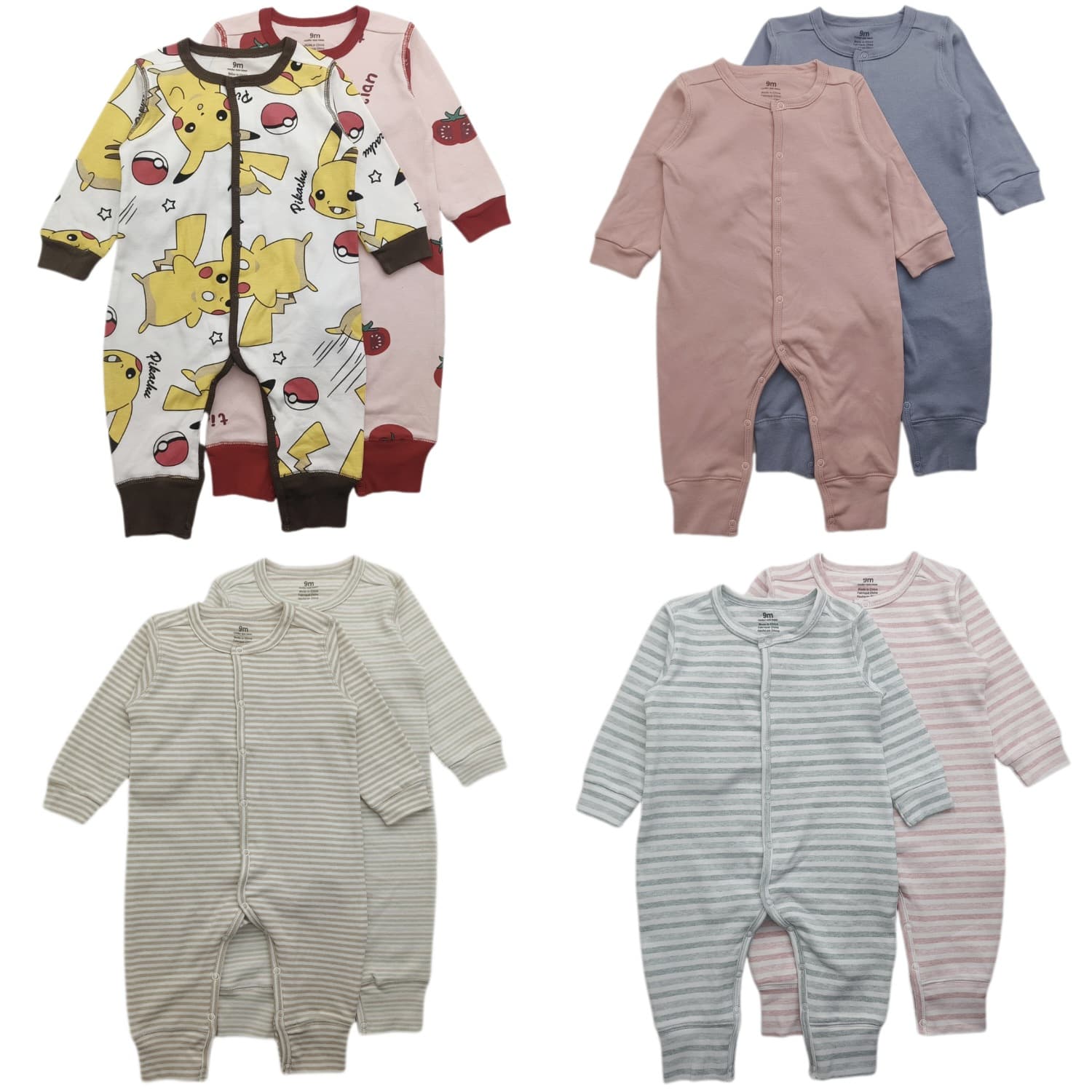 Foreign trade pure cotton long-sleeved crawling suit for boys and girls, infants and toddlers, floral cartoon air-conditioned one-piece crawling suit, long-sleeved crawling suit