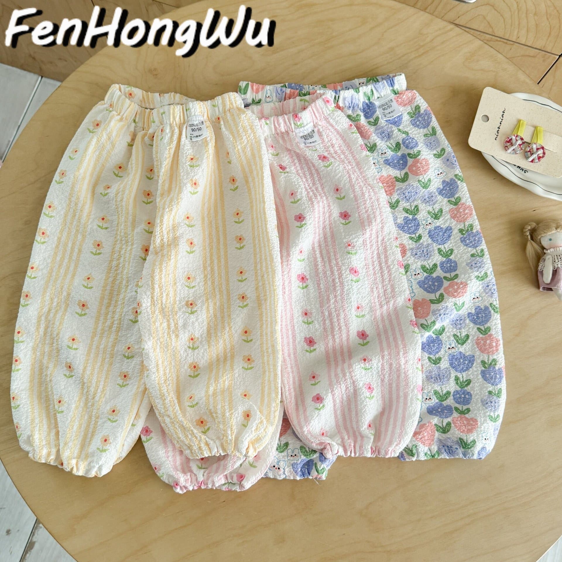 Pink House Girls Mosquito-Proof Pants New Summer Style Baby Pants Outdoor Children Casual Cropped Pants Summer