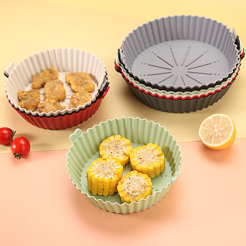 Round Silicone Baking Tray for Oven, Air Fryer Silicone Pot, Air Fryer Baking Mat