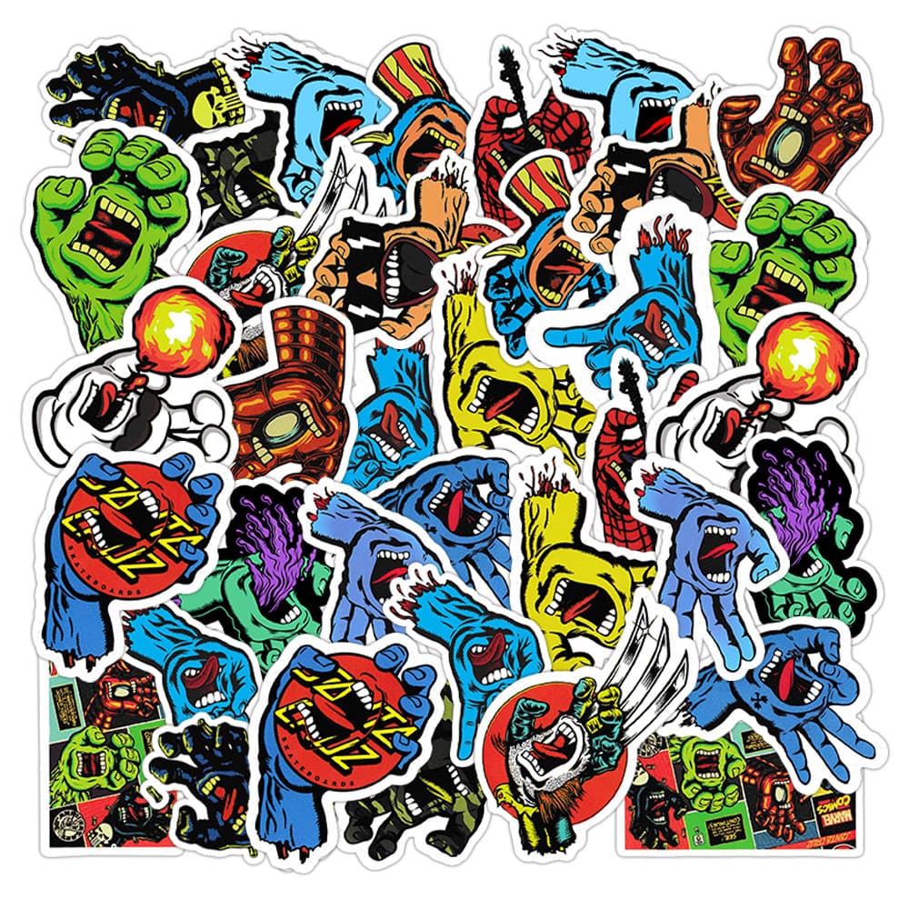 19 Cartoon Ghost Hand Waterproof Stickers for Stationery, Notebooks, Cups, Helmets, and Luggage
