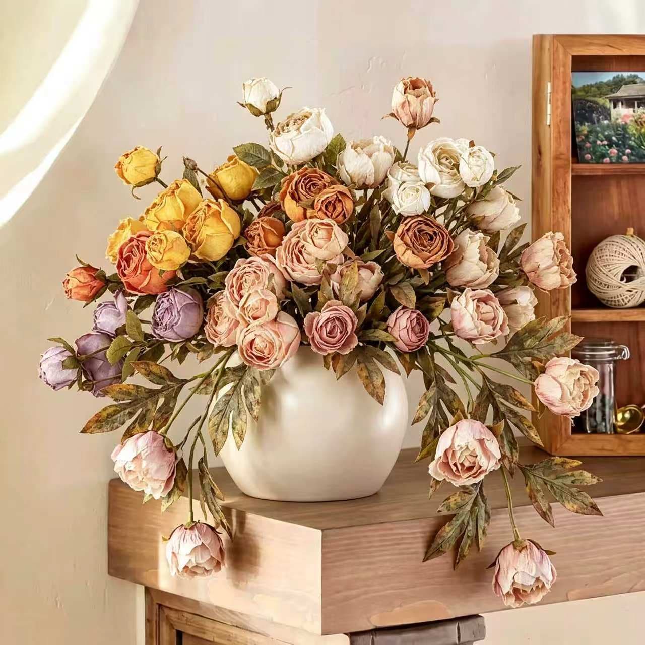 Simulated European-style princess rose bouquet home living room floor-standing decorative flowers fake flowers silk flower ornaments retro decorative flowers