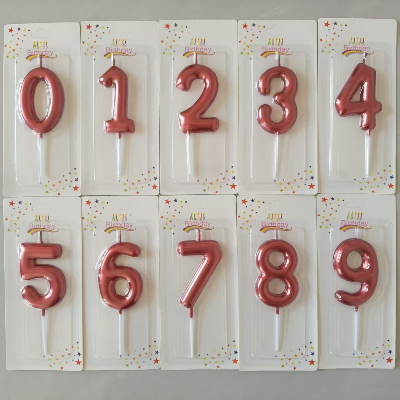 Red Number Candles for Birthday, First Birthday Party Decoration, Gradient 0-9 Number Birthday Candles for Cake