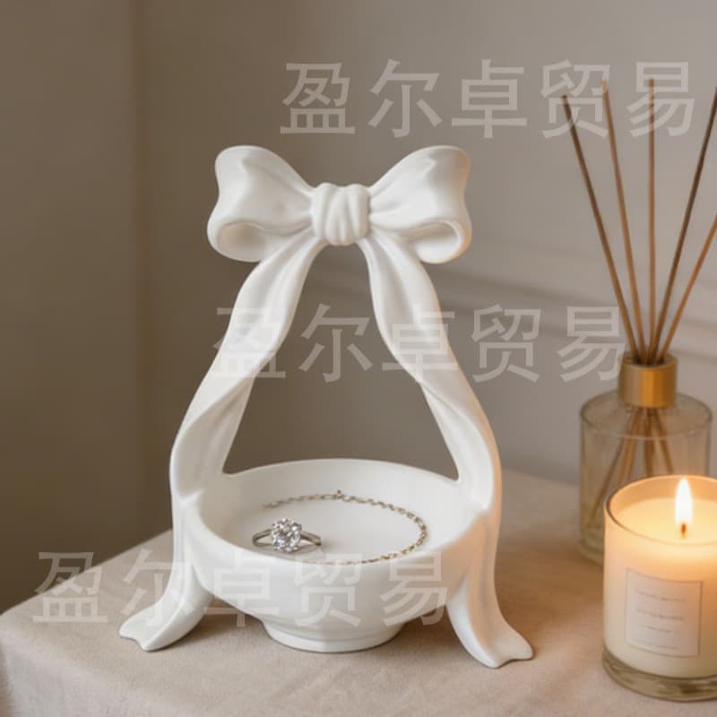 Cross-border Hot-Selling 3D Printed Bow Jewelry Storage Tray Postmodern Home Light Luxury Decorative Girly Style Storage Box