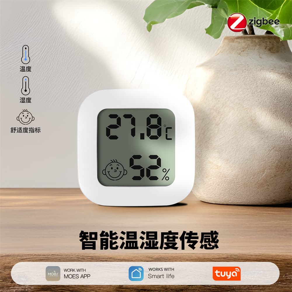 Zigbee Temperature and Humidity Sensor Tuya Smart Home App Remote Control Comfort Display Screen Thermometer Hygrometer