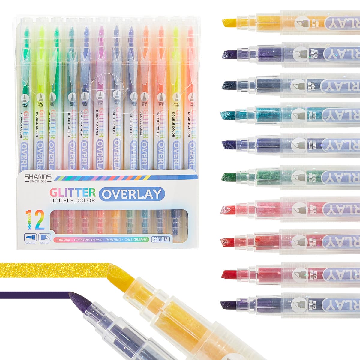 Glitter Marker Dual-Head Flash Overlay Pen for Students Highlighting and Children's Art Fluorescent Pen