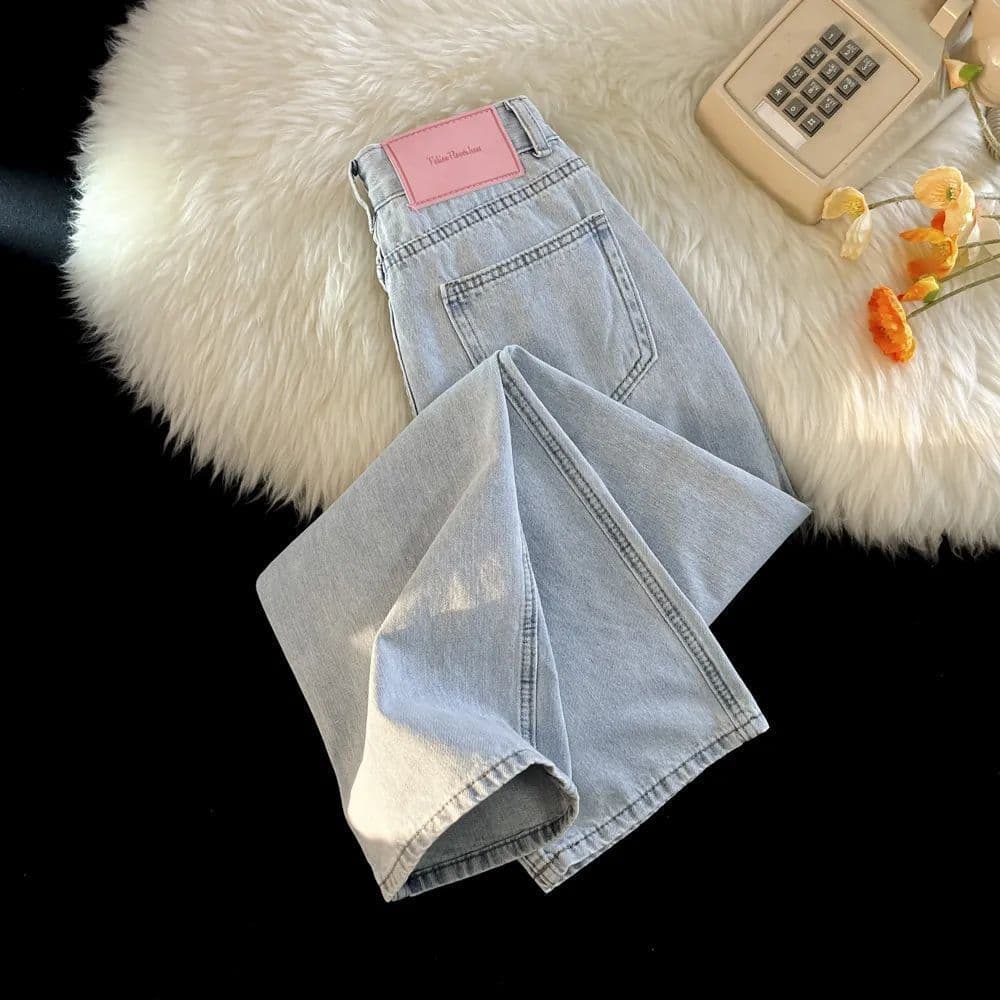 High-Waist Slim Wide-Leg Jeans for Women, Fall New Arrival, Korean Style Versatile Loose Fit, Slimming Flowing Straight-Leg Pants