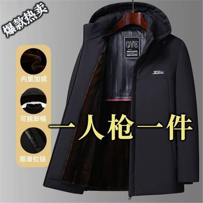 [Haining Fur + Golden Mink Plush] Parka Men's Winter Golden Mink Plush Parka Father Suit Middle-Aged Business