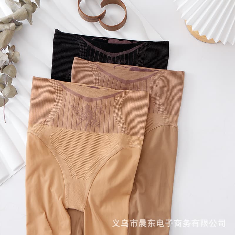 Autumn and winter base layer water-gloss socks, fairy-like fleece-lined one-piece pants, bare leg feel magic, high-waisted, tummy-controlling and butt-lifting base layer for women.