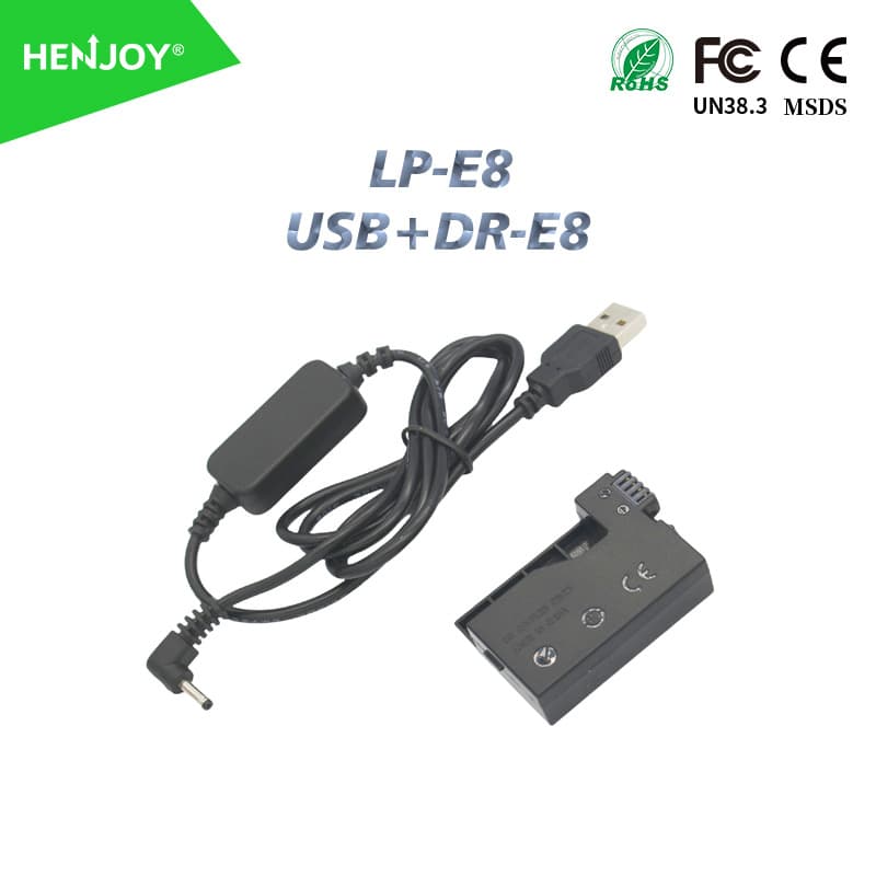 Compatible with Canon LP-E8 USB Simulated Dummy Battery Box ACK-E8 DR-E8 Camera Power Supply
