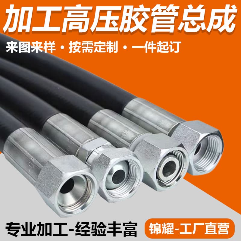 Hydraulic Hose Assembly Mining High-Pressure Hose for Engineering Machinery Hydraulic Oil Hose with Carbon Steel Fittings