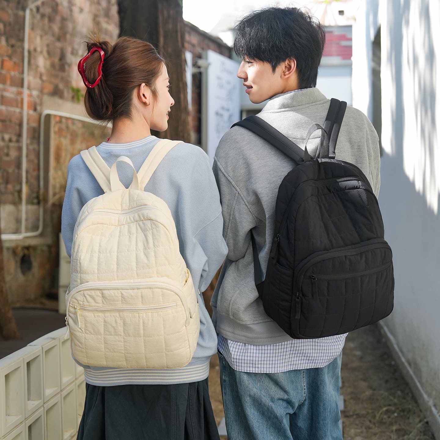 Japanese simple forest girl backpack, Korean-style school bag for middle and high school students, solid color backpack for women